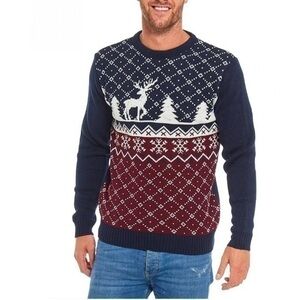 You Look Ugly Today Reindeer Fair Isle Holiday Sweater Men XL Color Red/White